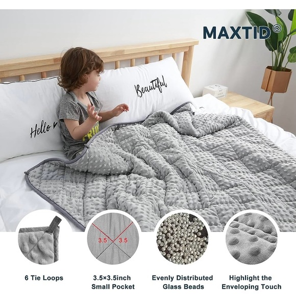 π Weighted Maxtid Minky Cotton cool & warm blanket Gray 36x48 - Picture 3 of 8